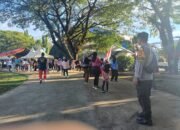 Bhabinkamtibmas Pangkajene Monitoring dan Amankan Kegiatan Senam Sehat PKK di Lapangan Citra Mas