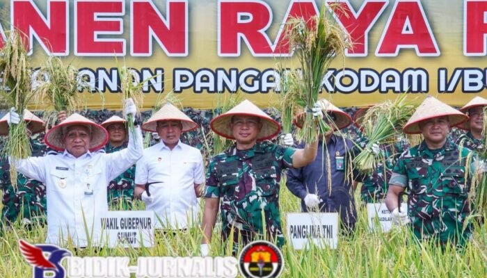 Panglima TNI Pimpin Panen Raya Padi di Lahan Ketahanan Pangan Kodam I/BB Deli Serdang
