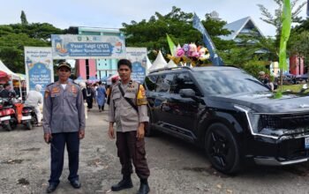 Bhabinkamtibmas Polsek Pangkajene Amankan Pembukaan Pasar Takjil QRIS Ramadhan 2026 di Stadion Andi Mappe