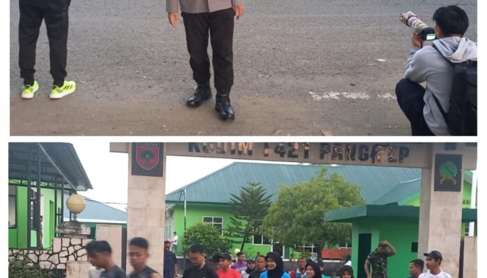 Personel Polsek Pangkajene Laksanakan Pengamanan dan Monitoring Kegiatan Fun Run Bersama Kodim 1421 Pangkep