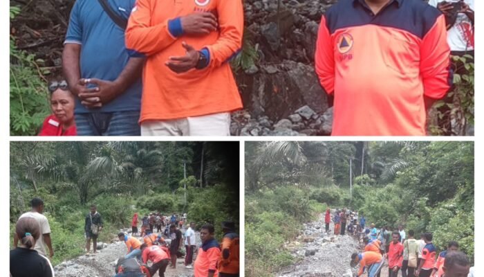 BPBD Sikka Bersama Warga Gotong Royong Pulihkan Akses Jalan Pasca Banjir dan Longsor di Kecamatan Paga