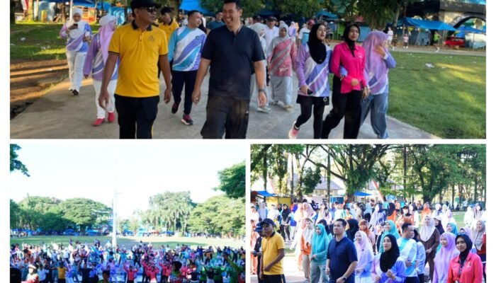 Meriahkan HUT Pangkep ke-66, Kapolres Pangkep Bersama Ketua Bhayangkari Ikuti Senam Sehat ‘Pangkep Hebat