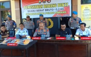 Polres Pinrang Musnahkan 3,2 Kilogram Sabu Senilai Rp3,8 Miliar, Selamatkan Puluhan Ribu Jiwa