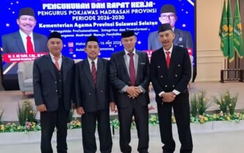 Empat Pengawas Madrasah Pangkep Dikukuhkan Jadi Pengurus POKJAWAS Sulsel Periode 2026–2030