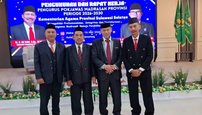 Empat Pengawas Madrasah Pangkep Dikukuhkan Jadi Pengurus POKJAWAS Sulsel Periode 2026–2030