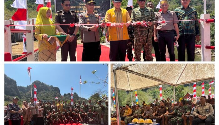 Kodim 1421/Pangkep Ikut Sukseskan Launching Serentak Jembatan Garuda Merah Putih di Balocci