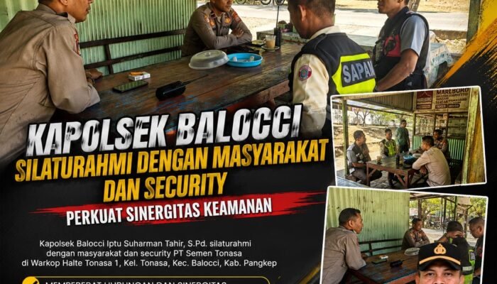 Kapolsek Balocci Silatuhrahmi denganMasyarakat dan Security, Perkuat Sinergitas Keamanan