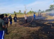 Respon Cepat Polsek Ma’rang Bersama Damkar dan Warga Padamkan Kebakaran Lahan Persawahan Kering di Talaka