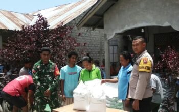 Polsubsektor Palue Kawal Penyaluran 15 Ton Beras Bantuan Pangan di Desa Ladolaka dan Nitunglea