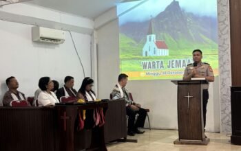 Polres Pangkep Sampaikan Pesan Kamtibmas kepada Jemaat Gereja GKKS Klasis Mappatuwo