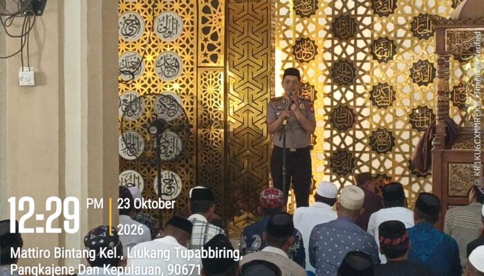 Kapolsek Liukang Tupabbiring Gelar Jumat Keliling dan Sampaikan Pesan Kamtibmas di Pulau Balang Caddi