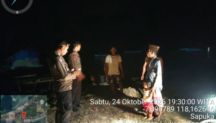 Polsek Liukang Tangaya Gencarkan Patroli Malam, Ajak Warga Bersama Jaga Kamtibmas